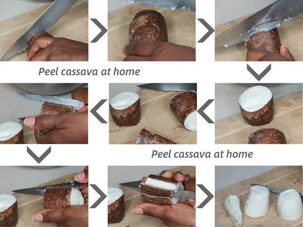 how to peel cassava root