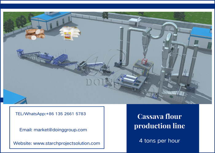 cassava flour processing lines with a feed rate of 4 tons per hour